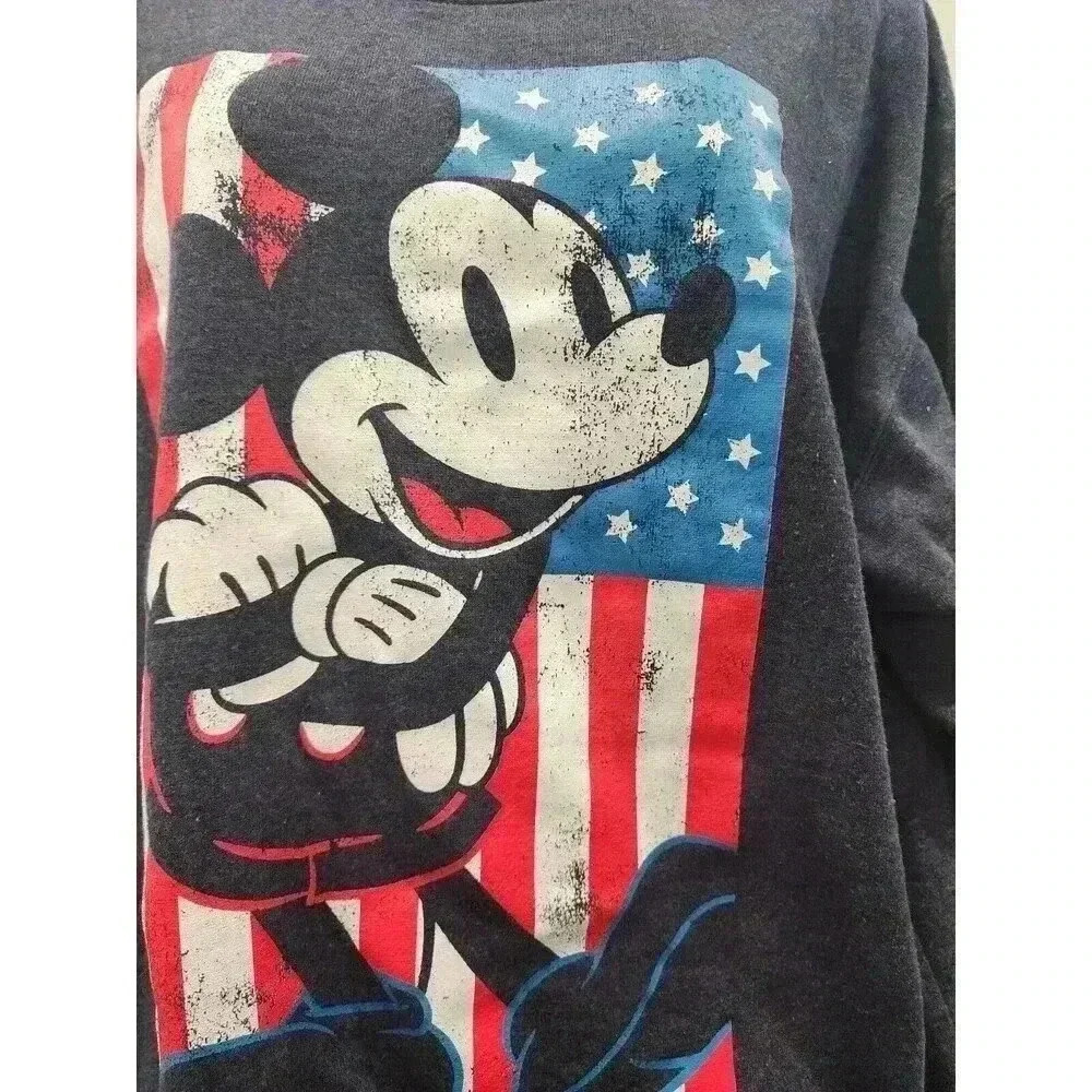 Disney Mickey Mouse American Flag Blue Sweater Pullover 90's  XL UNISEX - Picture 2 of 7